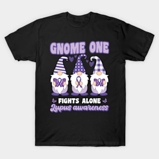 Gnome Fighting With My Gnomies Lupus Awareness Month 2024 T-Shirt